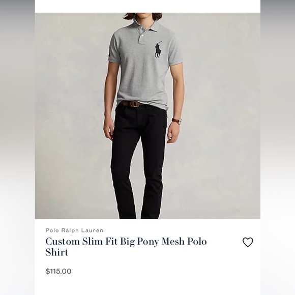 Ralph Lauren Polo NWT big pony collar shirt black gray white navy blue - Picture 8 of 16